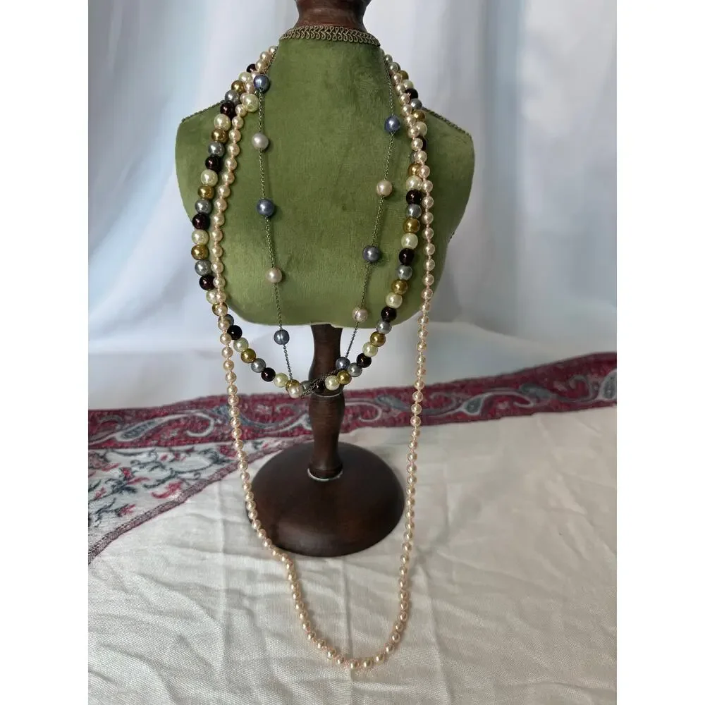 Vintage Faux Pearl Jewelry Lot Marvella Japan Necklaces Earrings Mid Century - Picture 9 of 14